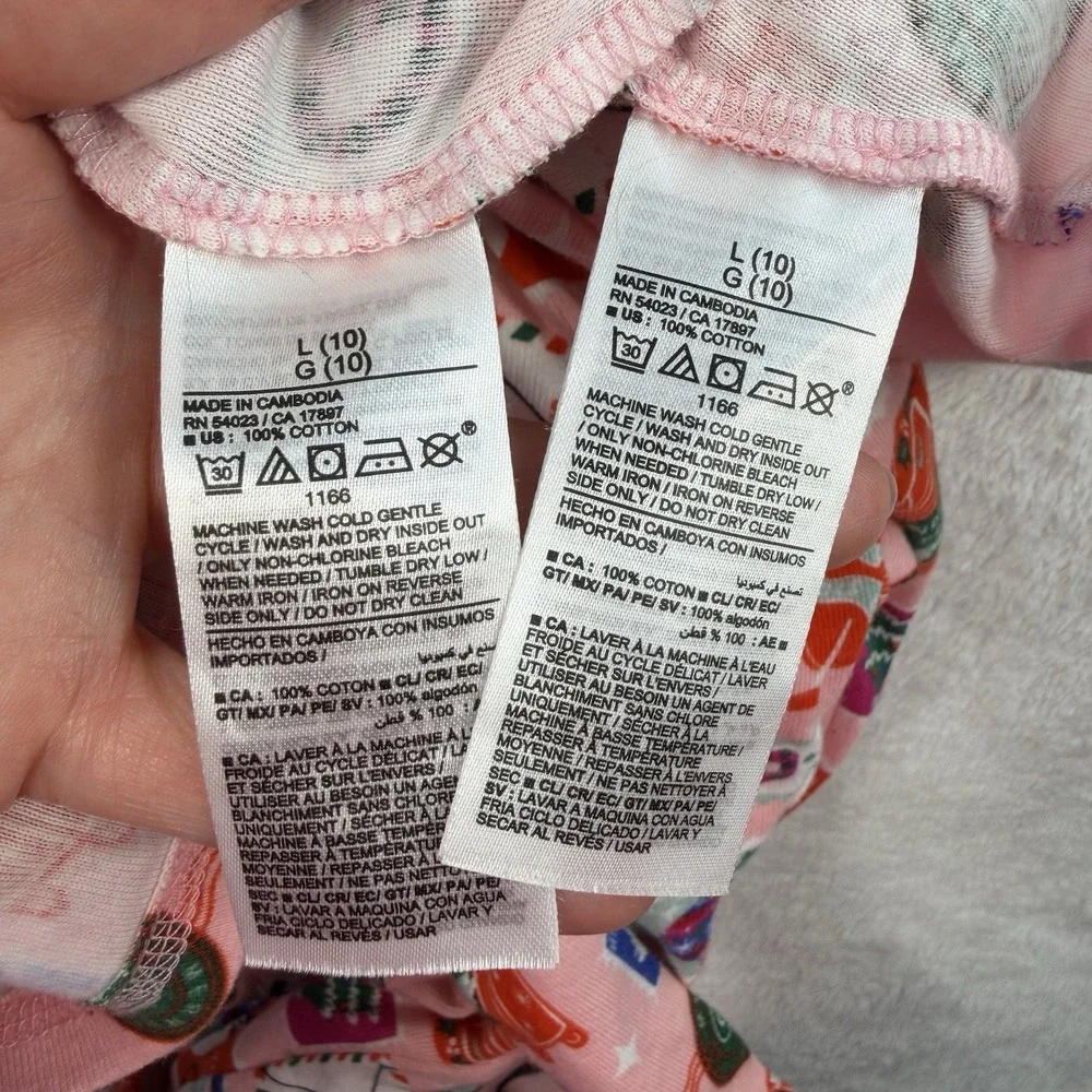 Old Navy Kids L‎ 10 Pajamas Set 2 Piece Holiday Christmas Pink Matching Snug-Fit
